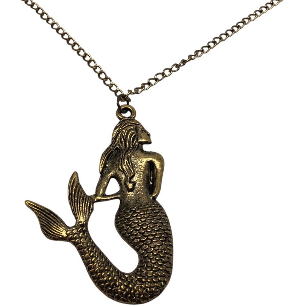 Martine Mail Mermaid Antique Gold Tone Unisex Necklace - Picture 11 of 11